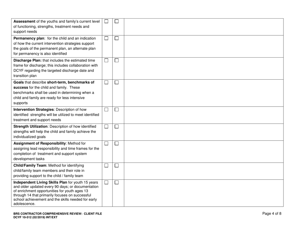 DCYF Form 10-512 Comprehensive Review: Brs Contractor Client File - Washington, Page 4