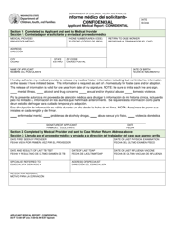 Document preview: DCYF Formulario 13-001 Informe Medico Del Solicitante - Confidencial - Washington (Spanish)