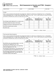 Document preview: DCYF Form 13-907 Brief Assessment of Anxiety and PTSD: Caregiver/Parent - Washington