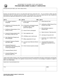 Document preview: DCYF Form 14-435 Provider Employment Eligibility Verification - Washington