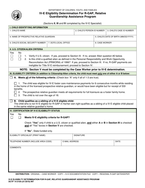 DCYF Form 14-319A  Printable Pdf