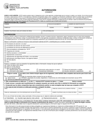 Document preview: DCYF Formulario 14-012 SP Autorizacion - Washington (Spanish)
