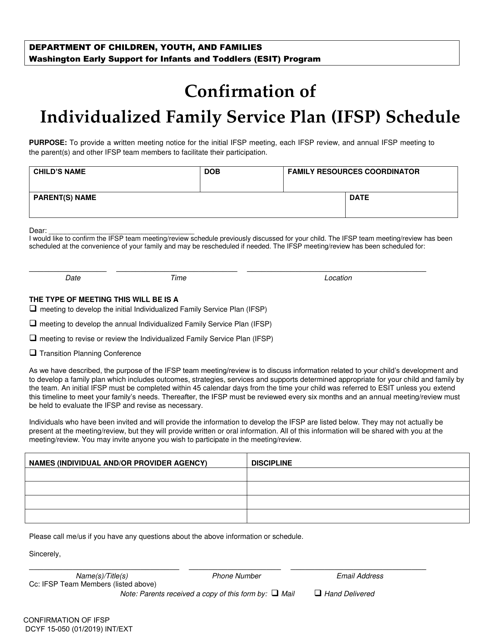 DCYF Form 15-050  Printable Pdf