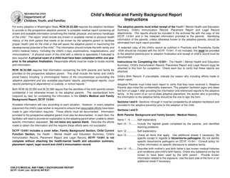 DCYF Form 13-041 Child&#039;s Medical and Family Background Report - Washington