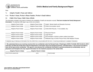 DCYF Form 13-041 Child&#039;s Medical and Family Background Report - Washington, Page 3