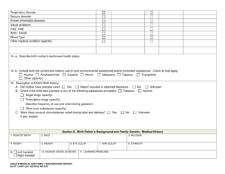 DCYF Form 13-041 Child&#039;s Medical and Family Background Report - Washington, Page 5
