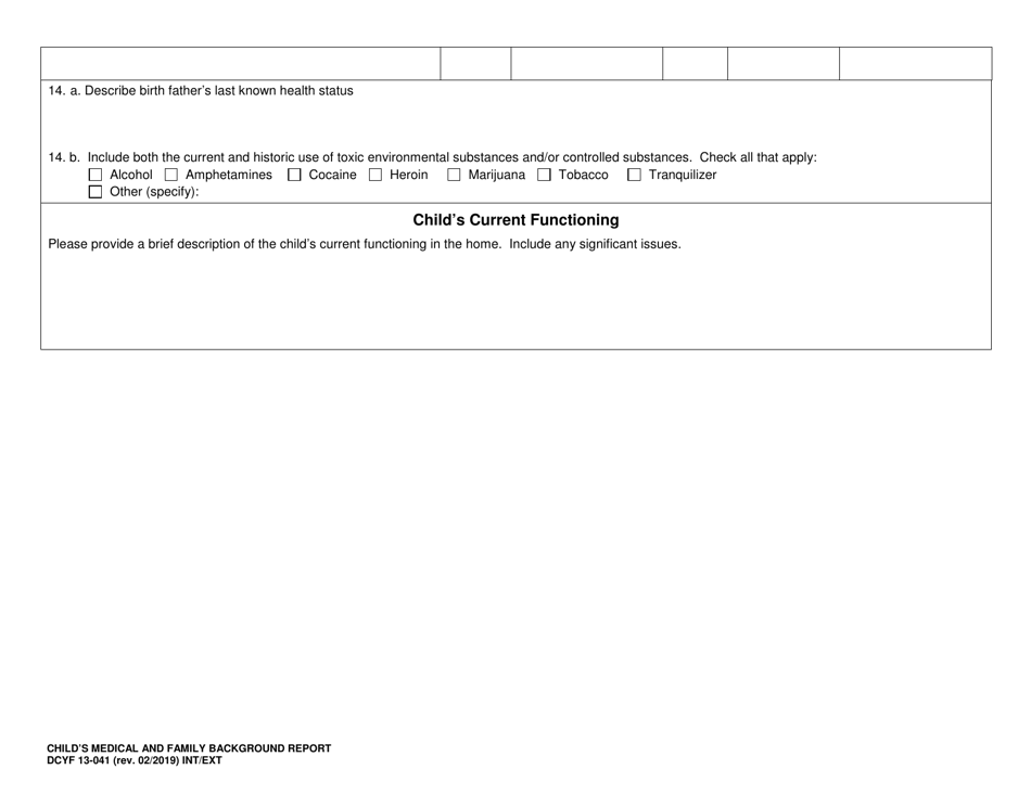 DCYF Form 13-041 Childs Medical and Family Background Report - Washington, Page 7