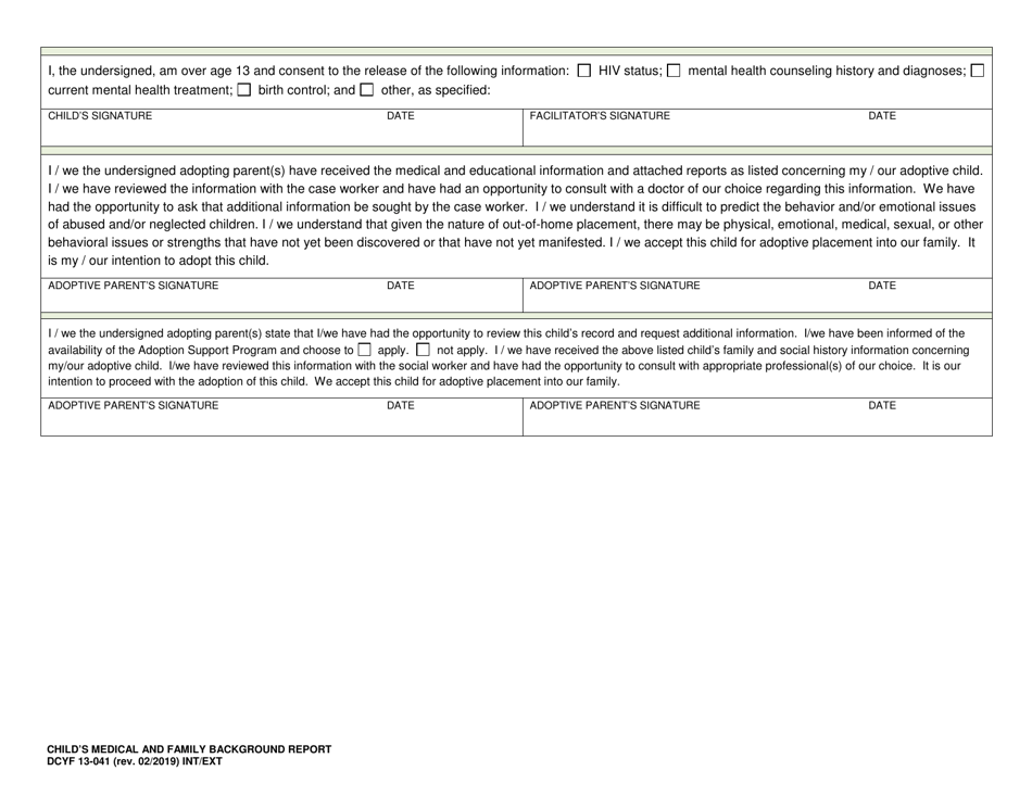 DCYF Form 13-041 Childs Medical and Family Background Report - Washington, Page 8