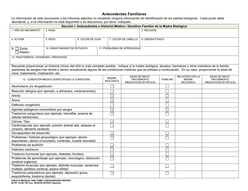 DCYF Formulario 13-041 SP Informe De Antecedentes Medicos Y Familiares Del Nino - Washington (Spanish), Page 4