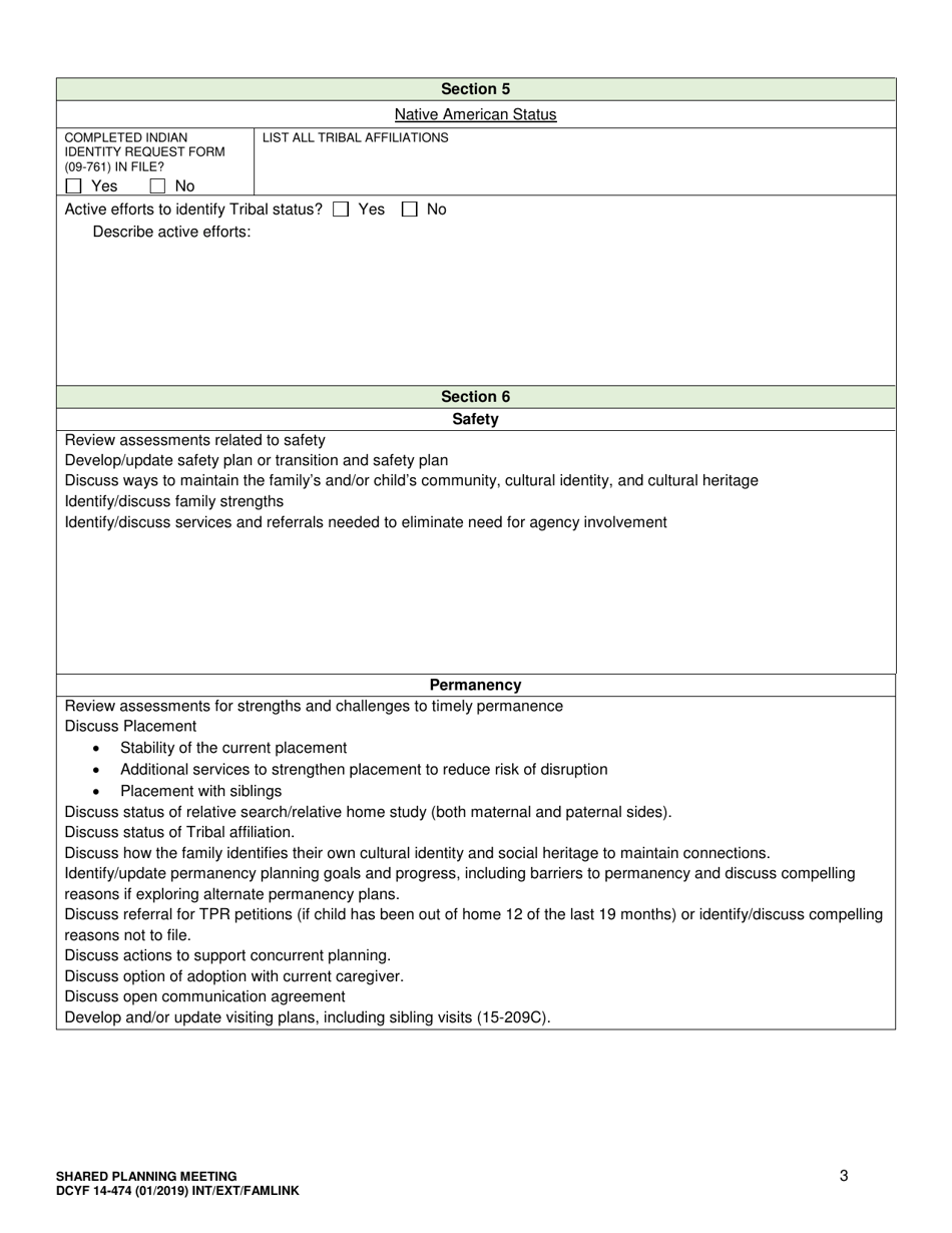 DCYF Form 14-474 Shared Planning Meeting - Washington, Page 3