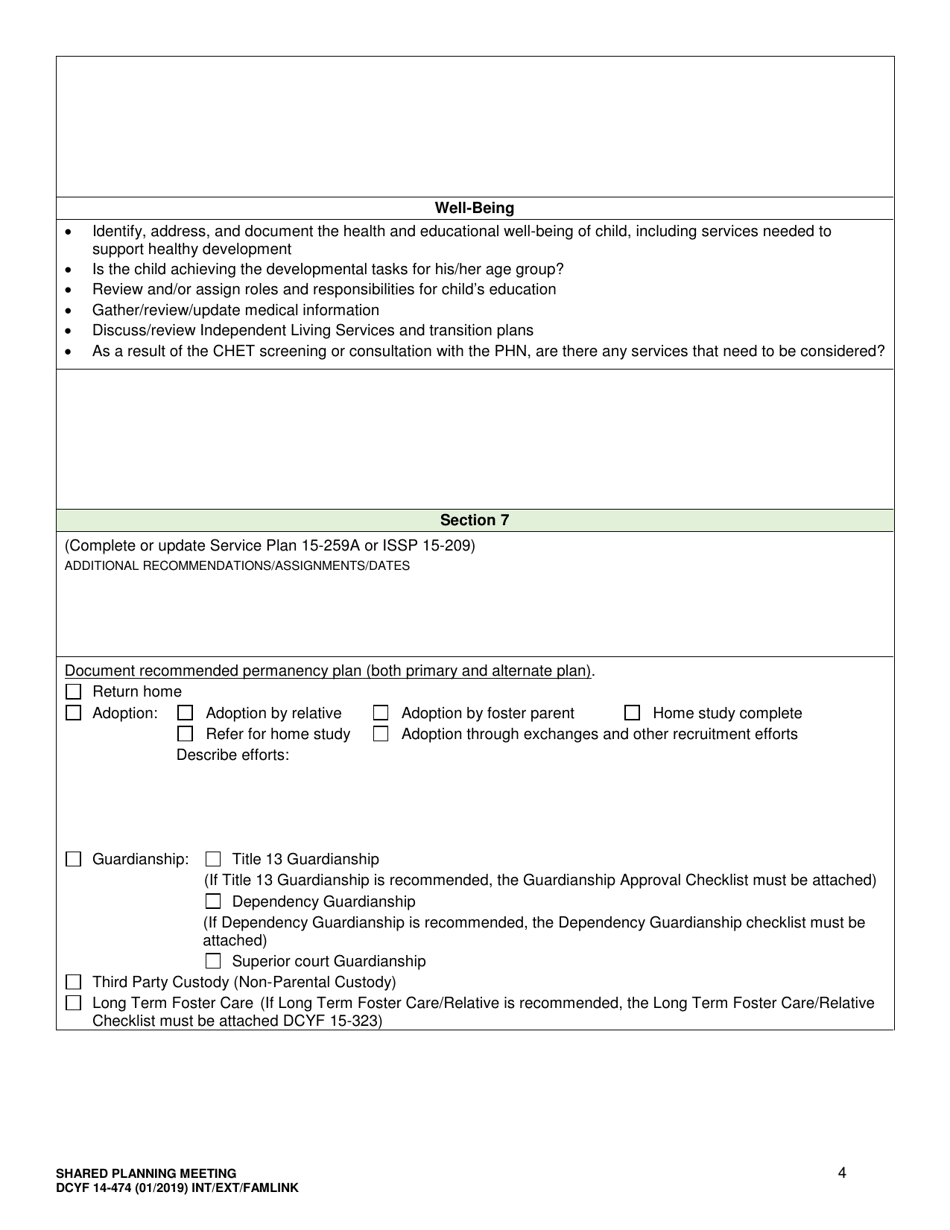 DCYF Form 14-474 - Fill Out, Sign Online and Download Fillable PDF ...