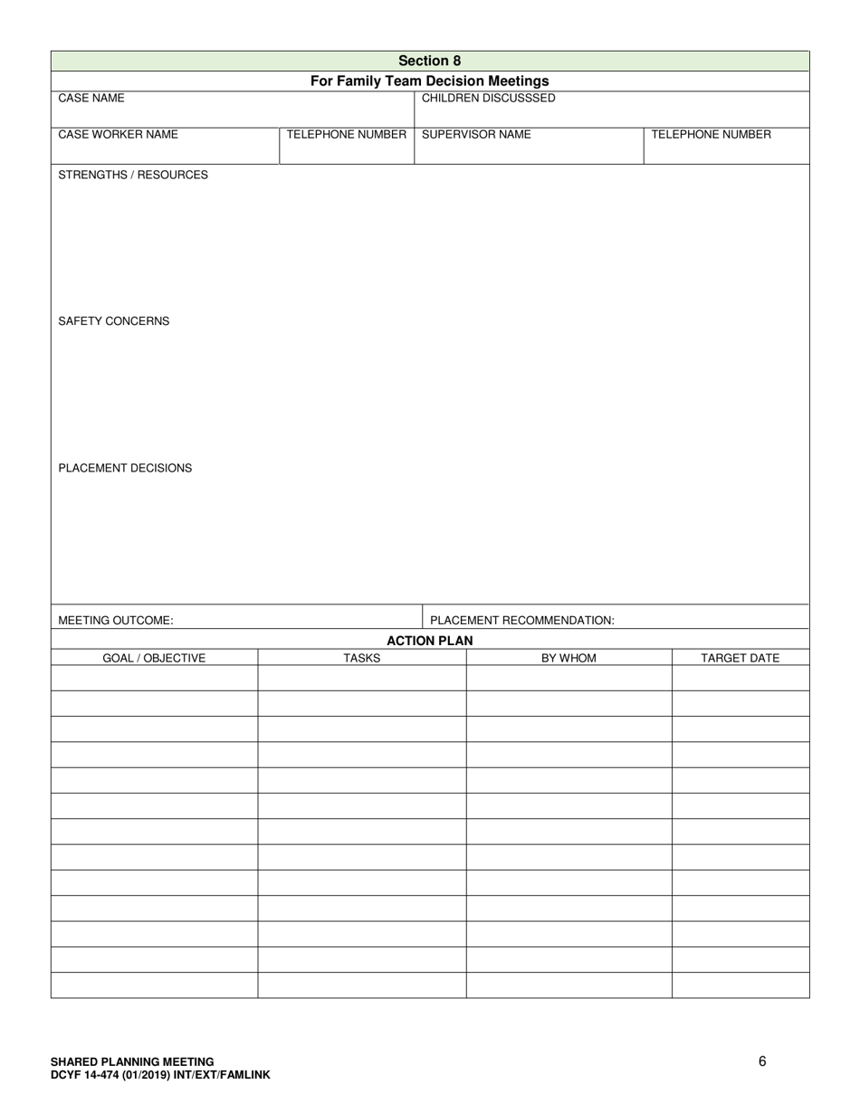DCYF Form 14-474 Shared Planning Meeting - Washington, Page 6