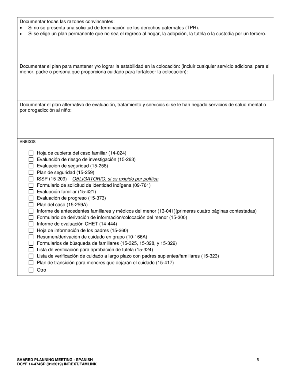 DCYF Formulario 14-474 Reunion De Planificacion Compartida - Washington (Spanish), Page 5