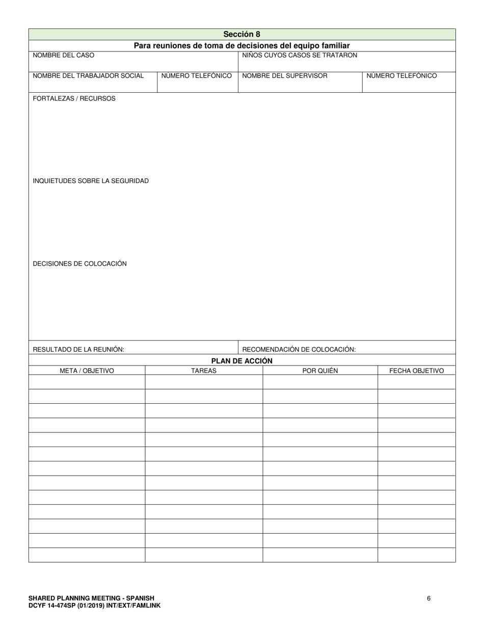 DCYF Formulario 14-474 Reunion De Planificacion Compartida - Washington (Spanish), Page 6