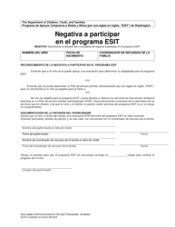Document preview: DCYF Formulario 15-052SP Negativa a Participar En El Programa Esit - Washington (Spanish)