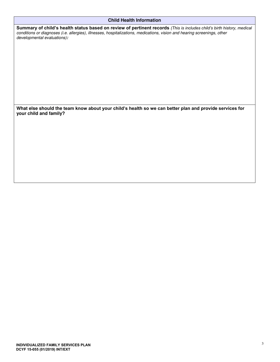 DCYF Form 15-055 Individualized Family Service Plan (Ifsp) - Washington, Page 3