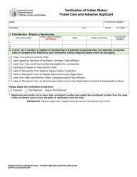 Document preview: DCYF Form 15-128 Verification of Indian Status: Foster Care and Adoptive Applicant - Washington