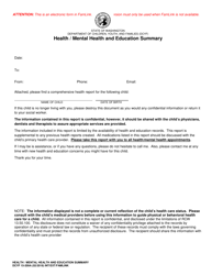 Document preview: DCYF Form 15-209A Health/Mental Health and Education Summary - Washington