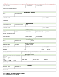DCYF Form 15-209A Health/Mental Health and Education Summary - Washington, Page 3