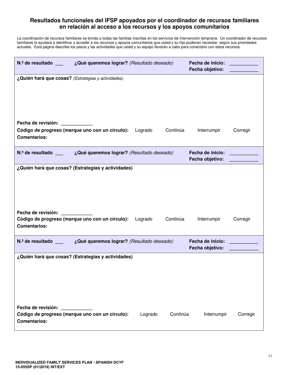 DCYF Formulario 15-055SP Plan De Servicio Familiar Individualizado (Ifsp) - Washington (Spanish), Page 11