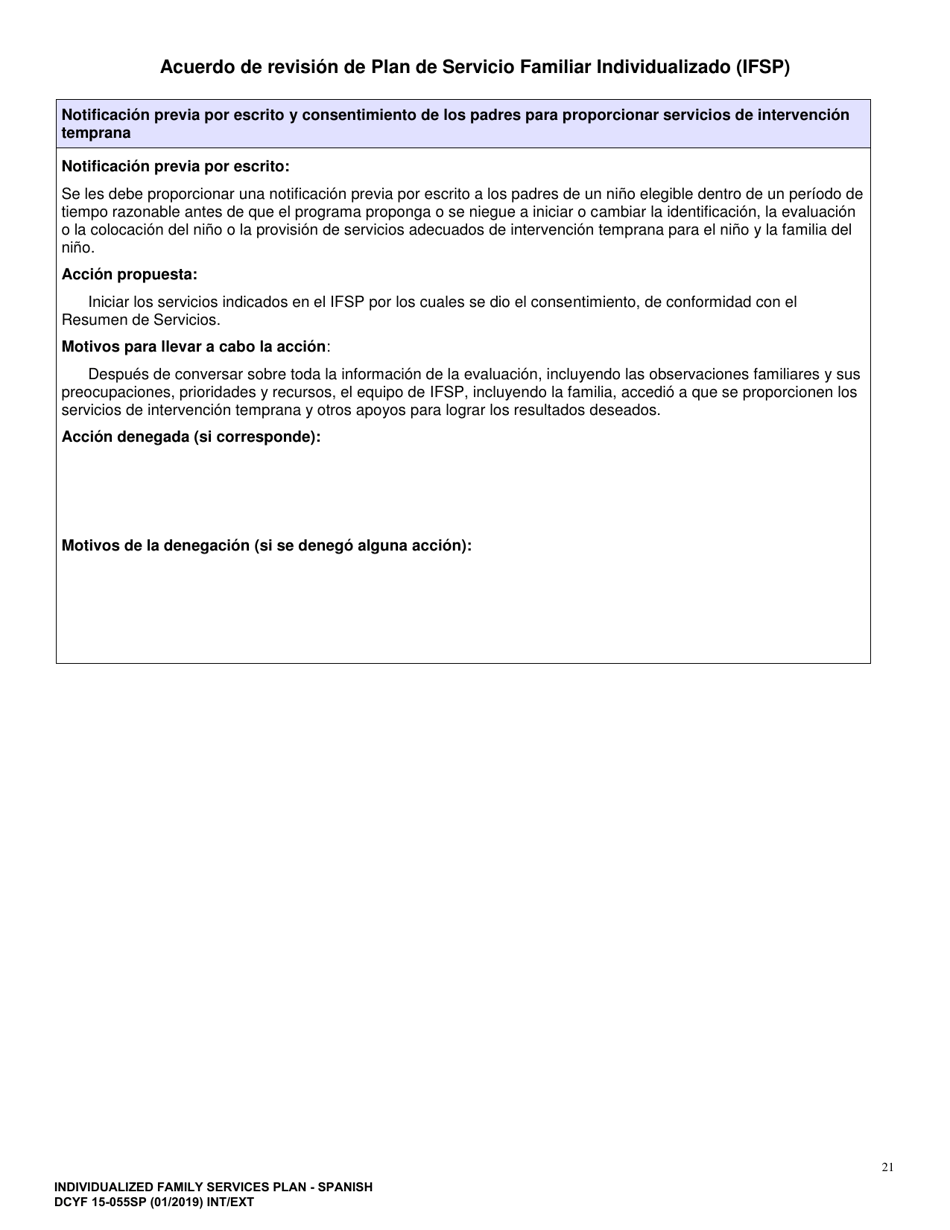 DCYF Formulario 15-055SP Plan De Servicio Familiar Individualizado (Ifsp) - Washington (Spanish), Page 21