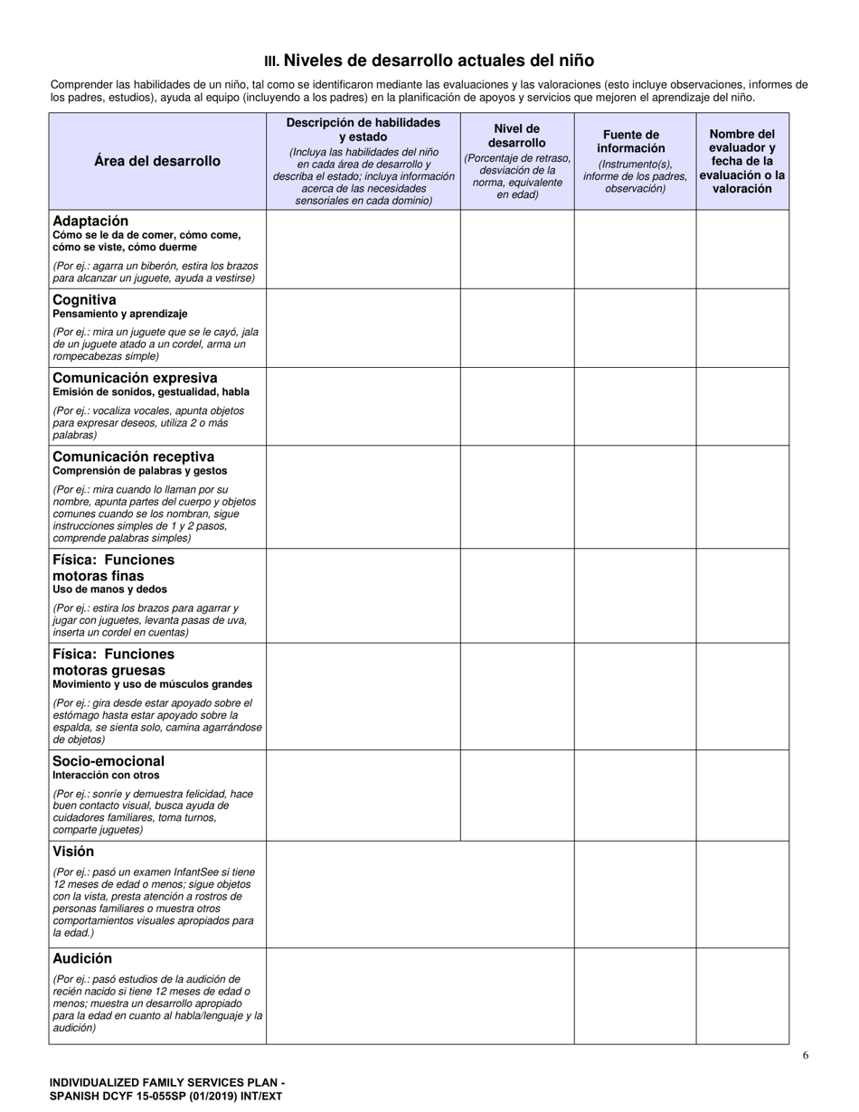 DCYF Formulario 15-055SP Plan De Servicio Familiar Individualizado (Ifsp) - Washington (Spanish), Page 6