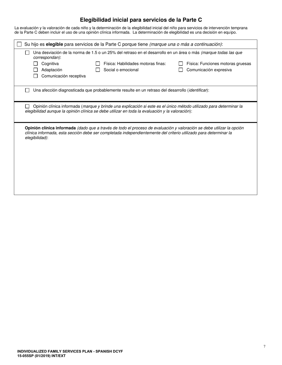 DCYF Formulario 15-055SP Plan De Servicio Familiar Individualizado (Ifsp) - Washington (Spanish), Page 7