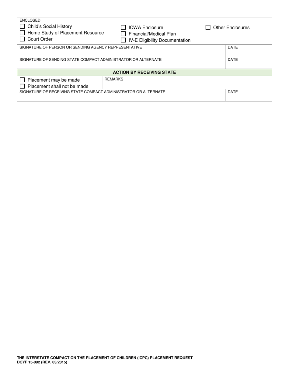 DCYF Form 15-092 The Interstate Compact on the Placement of Children (Icpc) Placement Request - Washington, Page 2
