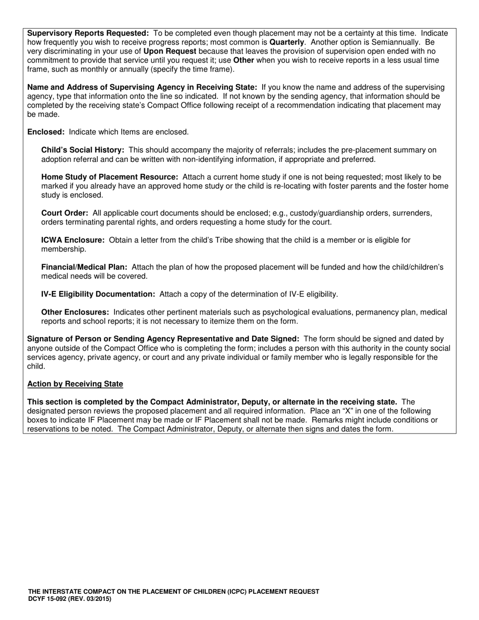 DCYF Form 15-092 The Interstate Compact on the Placement of Children (Icpc) Placement Request - Washington, Page 5