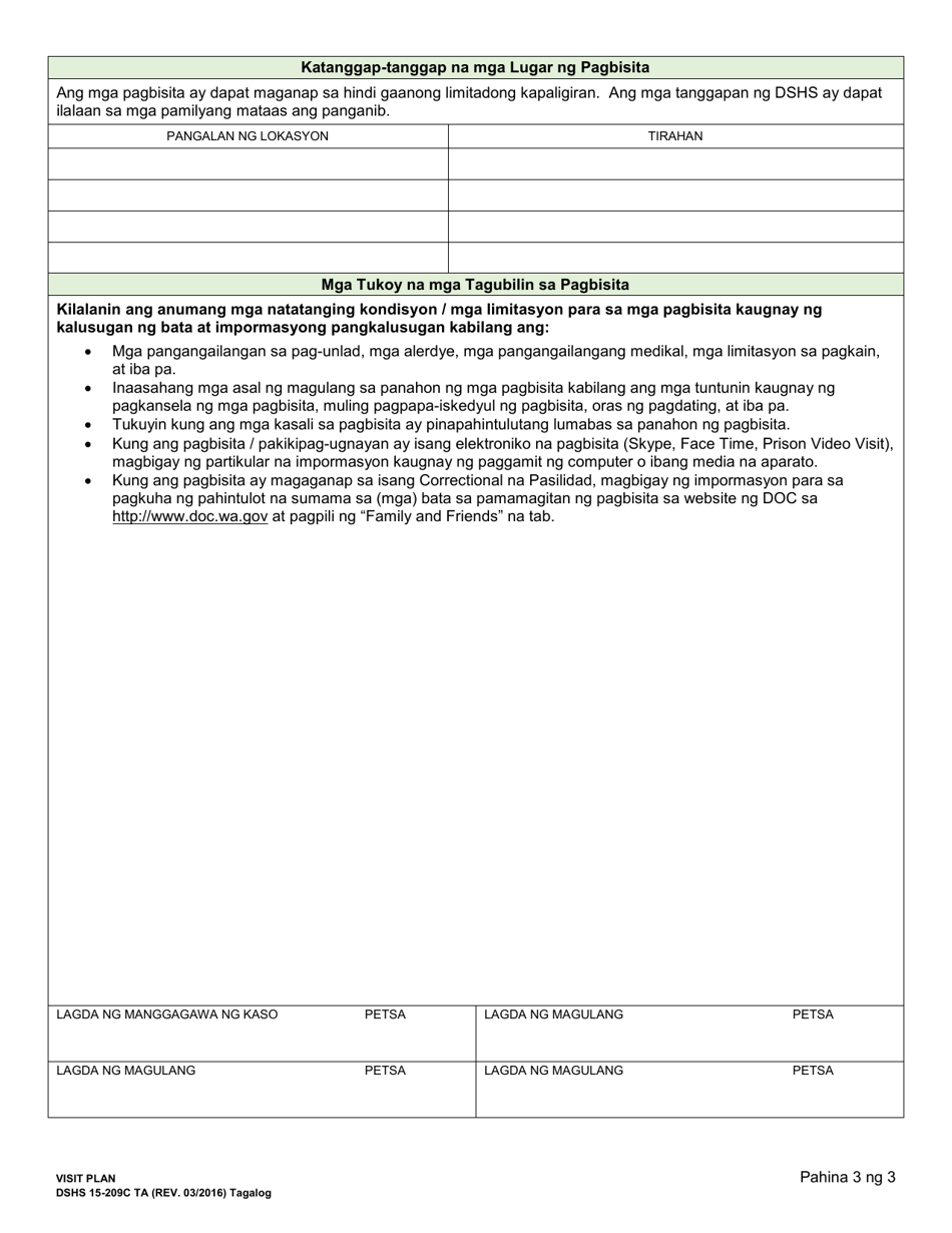 DCYF Form 15-209C Visit Plan - Washington (Tagalog), Page 3