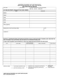 Document preview: DCYF Form 15-245 Lep Client Service Record - Washington
