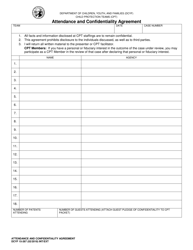 Document preview: DCYF Form 15-267 Attendance and Confidentiality Agreement - Washington