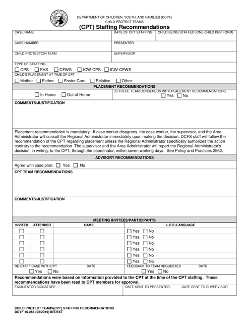 DCYF Form 15-266  Printable Pdf