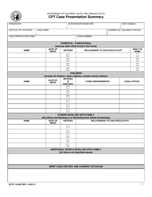 DCYF Form 15-268  Printable Pdf