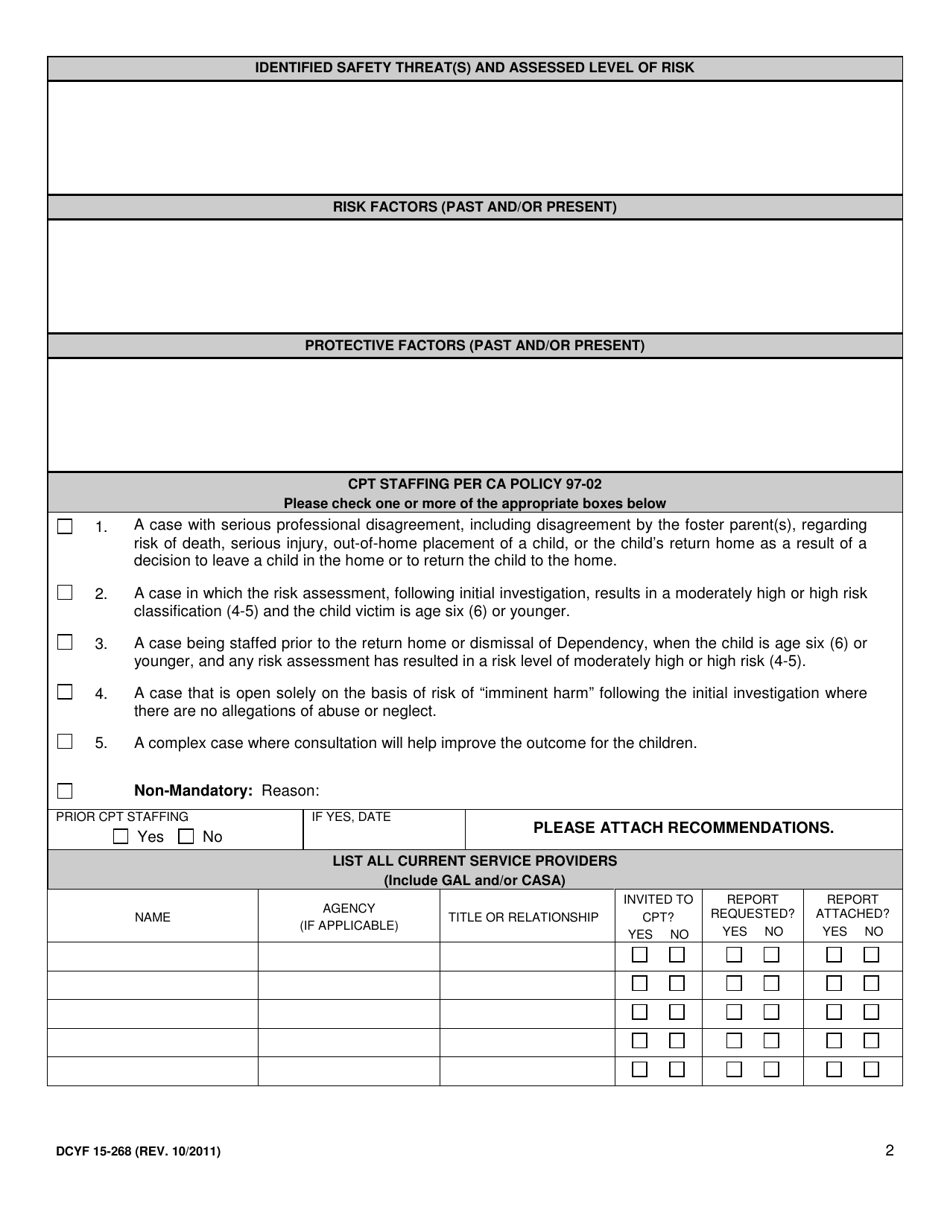 DCYF Form 15-268 Child Protect Teams (Cpt) Case Presentation Summary - Washington, Page 2