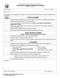 DCYF Form 15-280 Unlicensed Caregiver Placement Checklist - Washington
