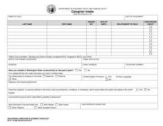 DCYF Form 15-280 Unlicensed Caregiver Placement Checklist - Washington, Page 2