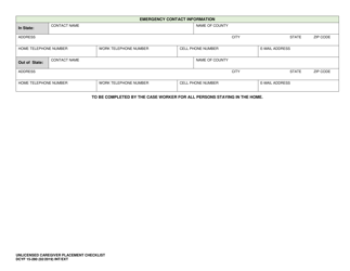 DCYF Form 15-280 Unlicensed Caregiver Placement Checklist - Washington, Page 3