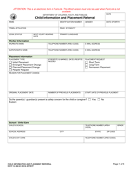 Document preview: DCYF Form 15-300 Child Information and Placement Referral - Washington