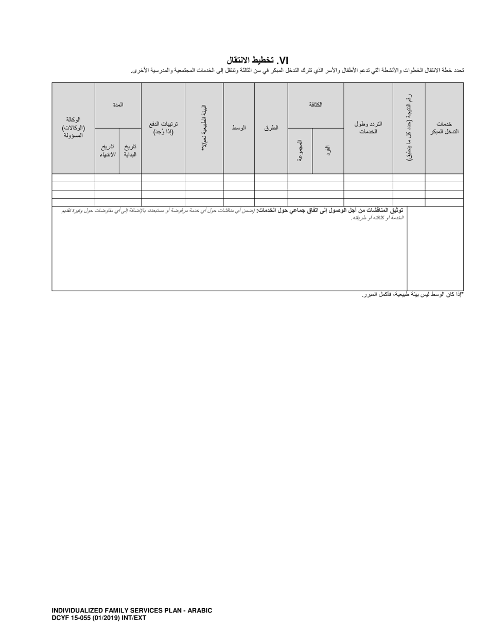 DCYF Form 15-055 Individualized Family Services Plan (Ifsp) - Washington (Arabic), Page 15
