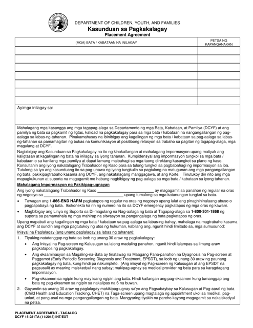 DCYF Form 15-281 Placement Agreement - Washington (Tagalog)