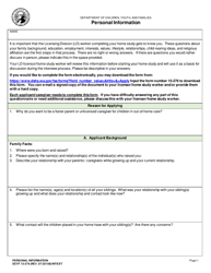 Document preview: DCYF Form 15-276 Personal Information - Washington