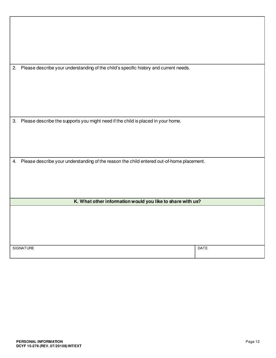 DCYF Form 15-276 Personal Information - Washington, Page 12
