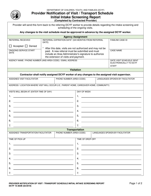 DCYF Form 15-363B  Printable Pdf