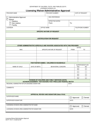 DCYF Form 15-411 Licensing Waiver/Administrative Approval - Washington