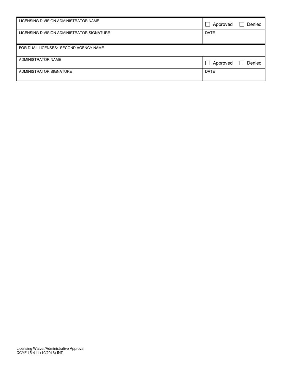 DCYF Form 15-411 Licensing Waiver / Administrative Approval - Washington, Page 2