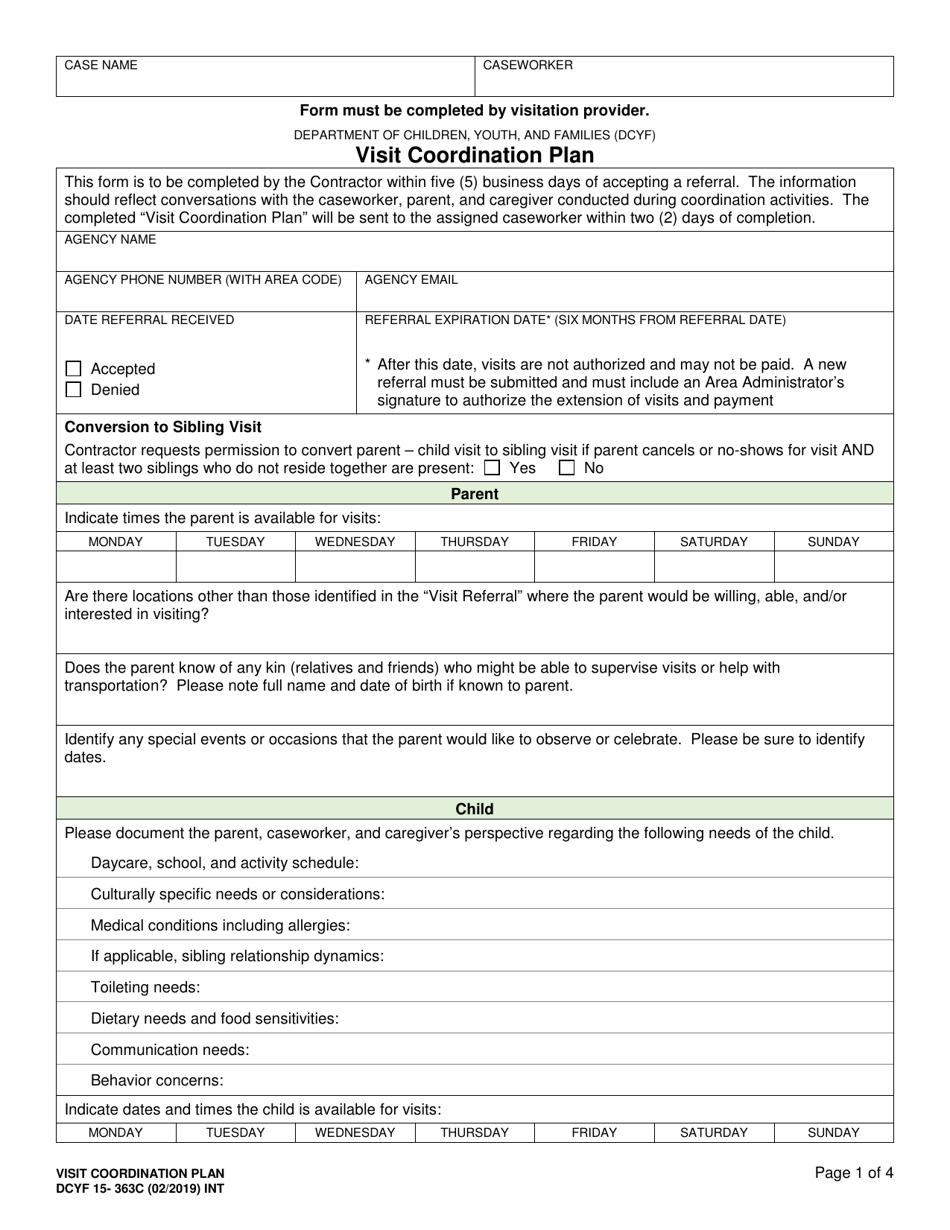 DCYF Form 15-363C - Fill Out, Sign Online and Download Printable PDF ...