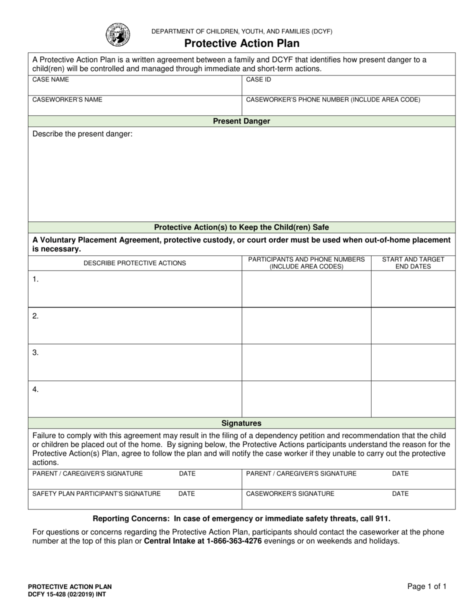 DCYF Form 15-428 - Fill Out, Sign Online and Download Fillable PDF ...