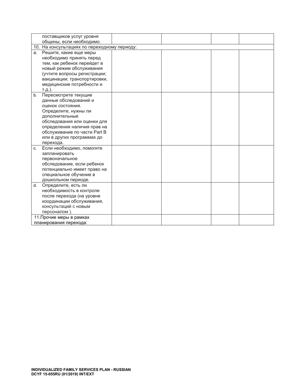 DCYF Form 15-055 Individualized Family Services Plan (Ifsp) - Washington (Russian), Page 19
