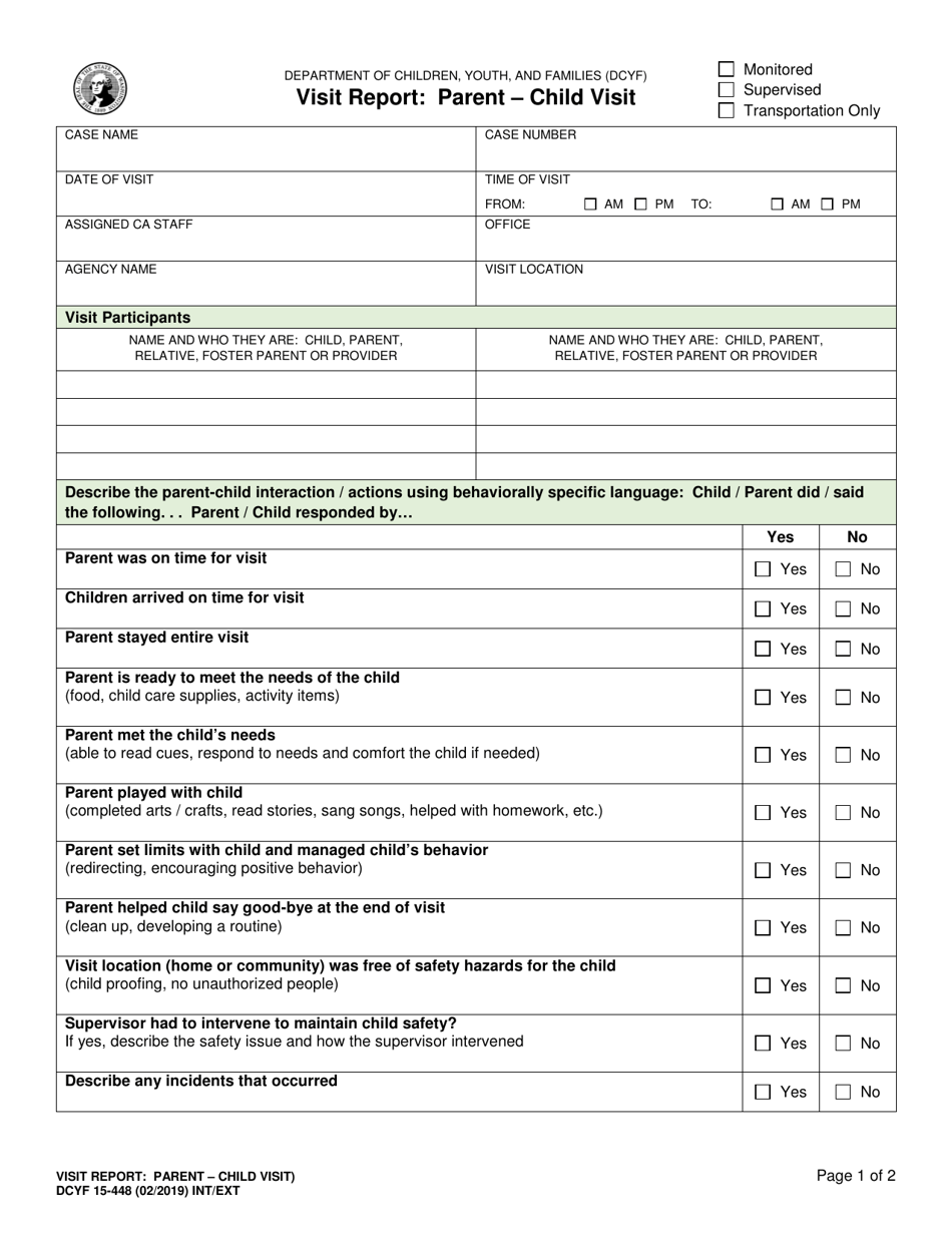 DCYF Form 15448 Fill Out, Sign Online and Download Fillable PDF